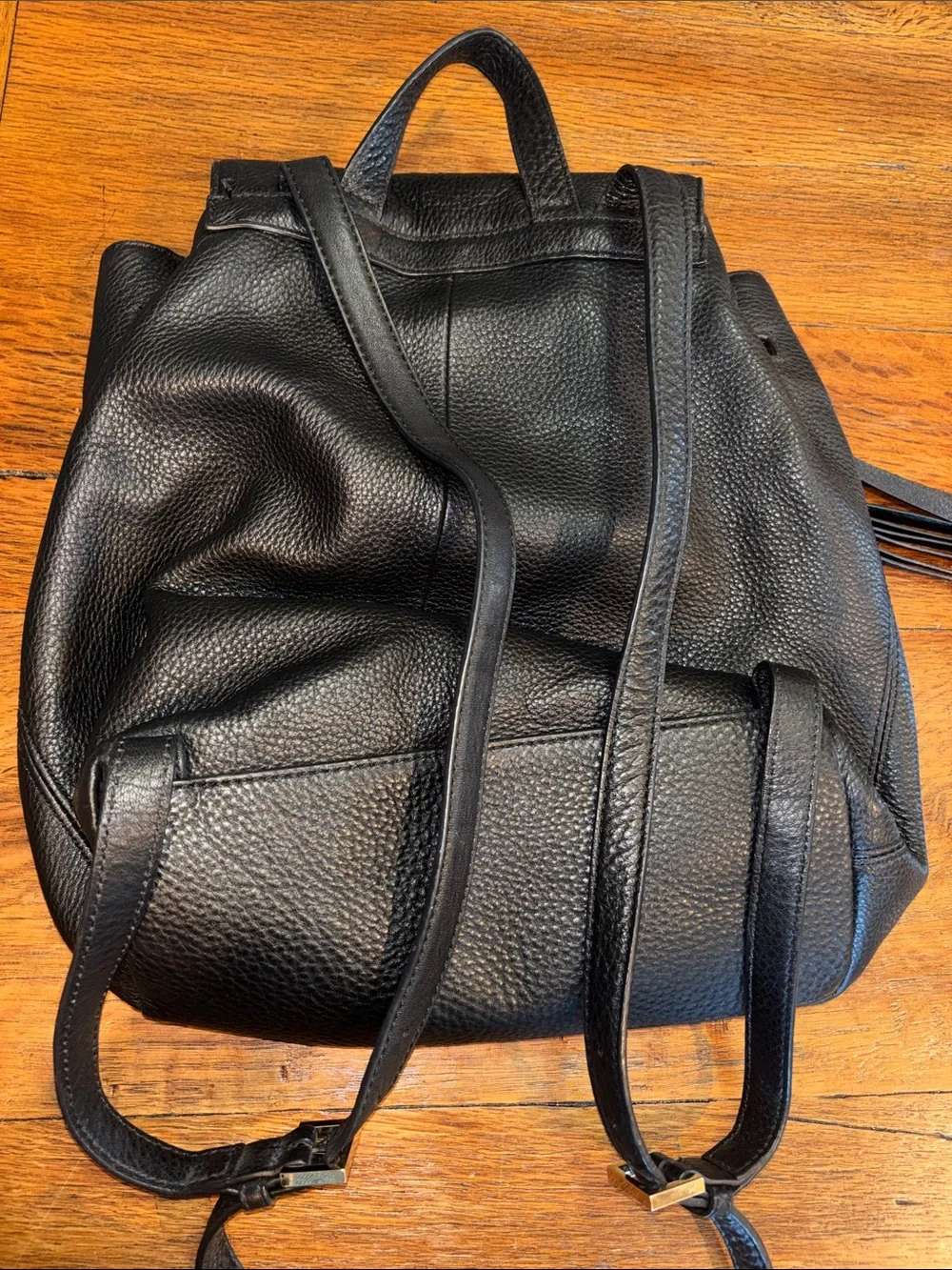 kate spade Black Pebbled Leather Drawstring Backpack Purse